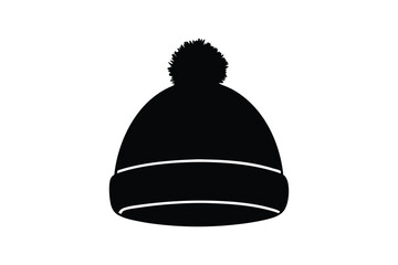 Silhouette art illustration of a fleece-lined modern winter hat.eps