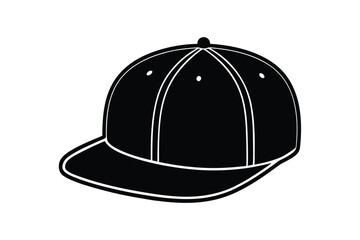 Silhouette art illustration of a snapback cap with bold front panel.eps