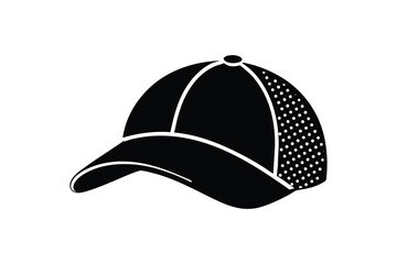 Silhouette art illustration of a structured golf cap with ventilation holes.eps