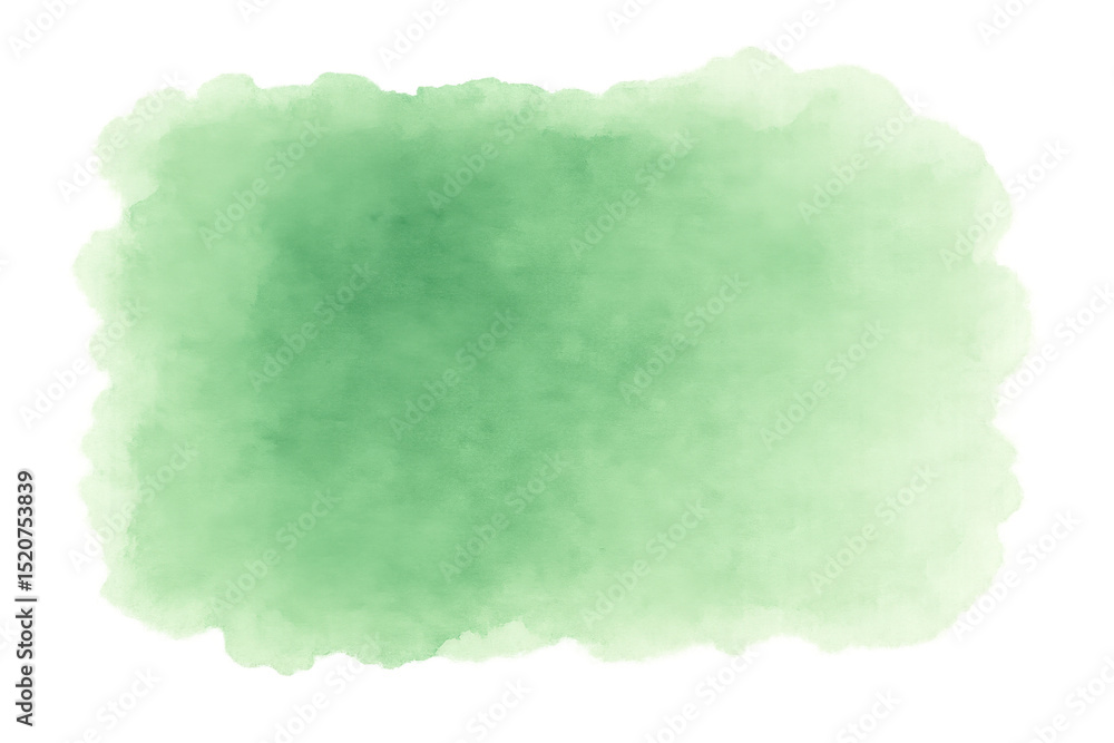 Poster green watercolor stain creating an artistic shape, perfect for adding a touch of color to any design