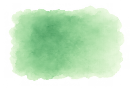 Green watercolor stain creating an artistic shape, perfect for adding a touch of color to any design project with its transparent background