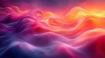 Fototapeta premium Vibrant abstract waves in shades of pink, purple, and orange, creating a dreamy and serene atmosphere, perfect for modern design and artistic projects.