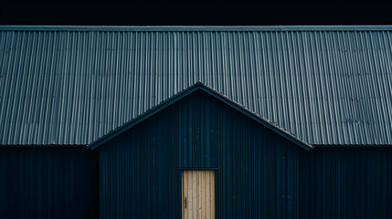 Dark Metal Barn Roof With Wooden Door
