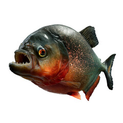 Isolated piranha showcasing sharp teeth and predatory river fish anatomy