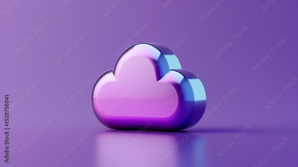 Poster cloud storage icon in vibrant colors representing advanced technology and data management solutions