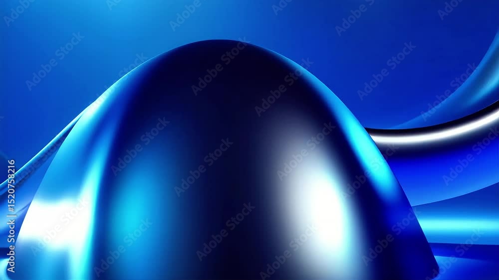 Poster abstract blue liquid forms: dynamic 3d wave motion