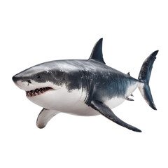 Fototapeta premium Captivating great white shark portrait swimming majestic isolated view