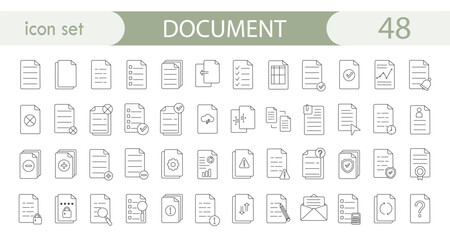 Documents. Set of icons, linear