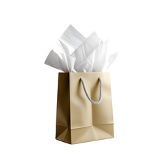 Elegant Gift Bag, White Tissue Paper Filling isolated on transparent background Generative AI.