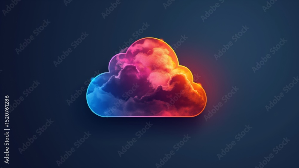 Poster colorful cloud representing ai data storage and cloud computing technology in digital spaces