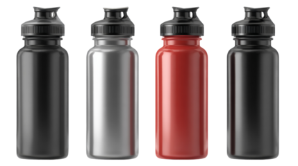 Assorted Water Bottles: A Collection of Reusable Hydration Vessels for Fitness and Outdoors