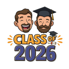 Class of 2026 - Typography. black text isolated white background. Vector illustration of a graduating class of 2026. graphics elements for t-shirts, and the idea for the sign