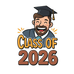 Class of 2026 - Typography. black text isolated white background. Vector illustration of a graduating class of 2026. graphics elements for t-shirts, and the idea for the sign