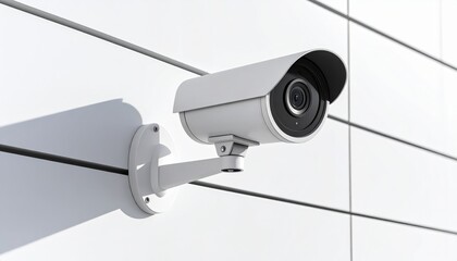 Security Camera on White Wall: Surveillance System
