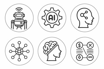 black and white icons set