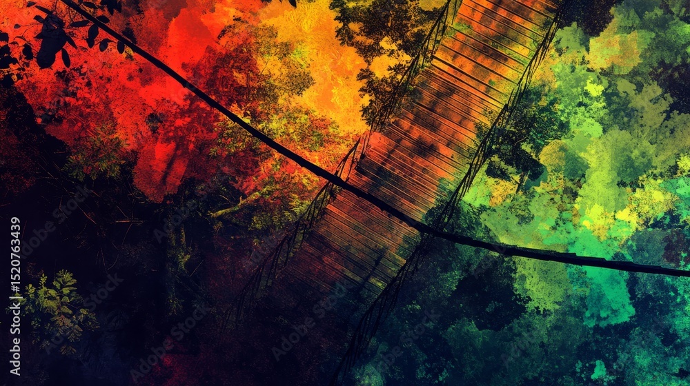 Poster abstract art with vibrant colors blending together creating a textured effect.