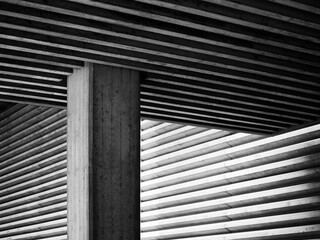 Architecture details Concrete column Line pattern wall ceiling Grey texture Art background
