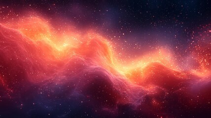 Obraz premium Vibrant cosmic nebula with swirling orange and red hues against a starry backdrop, evoking wonder and exploration in the universe.