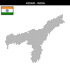 Obraz premium Medium dots map of assam in India