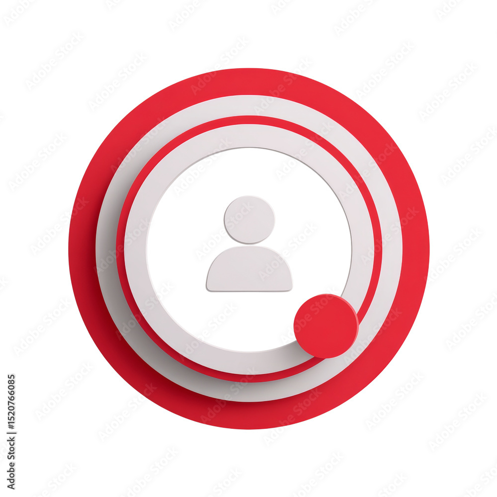 Poster striking user profile icon in red and white for digital interface design