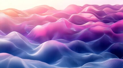 Obraz premium Vibrant abstract waves in pink and blue hues, creating a serene and dynamic landscape, perfect for modern design and digital backgrounds.