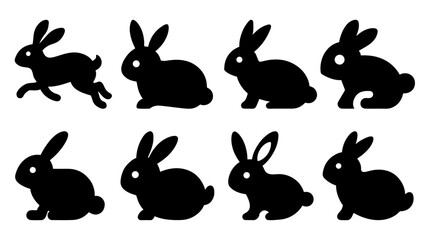 Set of rabbits silhouette, Rabbit silhouette vector set