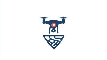 Drone pin icon shows a spot, place, or way for drone use. Simple line design for websites and apps. Top quality symbol.

