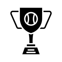 Champion Cup Icon with Tennis Ball on white Background. Championship Cup Design Template. Sports Tournament Awards, Winning Concept Cup