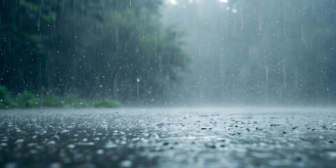 Heavy Rainfall on a Forest Road A Stunning Nature Photography