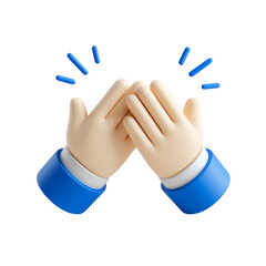 Cartoon Style Hands Clapping with blue effect conveying success and approval
