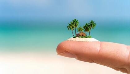 Tiny Island Dream: Miniature Tropical Paradise on a Fingertip