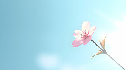 Fototapeta premium Delicate Pink Blossom Against A Light Blue Sky