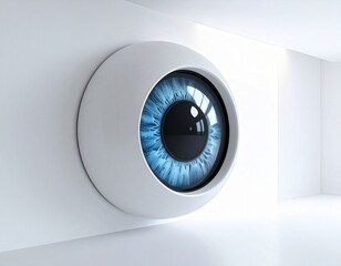 Surreal Eye Installation in Minimalist White Space
