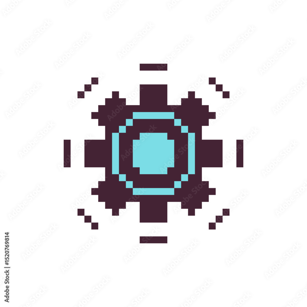 Poster gear pixel art icon. flat style. web site design. 8-bit. game assets. isolated abstract vector illus