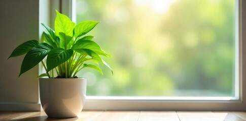 A lush green potted plant thrives in a sunlit room, a thoughtful and sustainable gift idea Perfect for housewarming, birthdays, or simply brightening someone's day , housewarming gift, growth