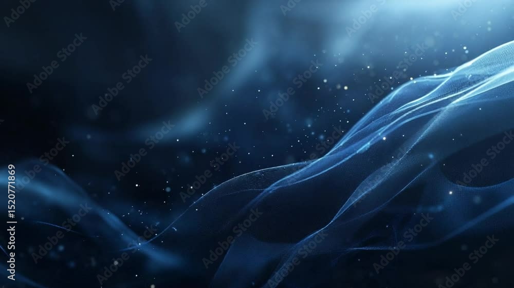 Poster elegant blue wave animation with shimmering particles background, suitable for abstract projects
