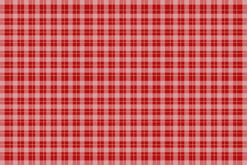 Fototapeta premium Classic red tartan plaid pattern with white and dark red intersecting lines. A timeless textile design suitable for Christmas, Valentine’s Day, and winter fashion or decoration projects.