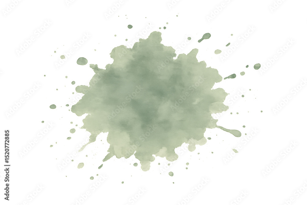 Poster green watercolor splashing on transparent background, creating an artistic and vibrant design elemen