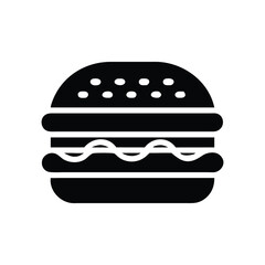Cartoon vector illustration of a big fast food cheeseburger with fries, isolated on white background silhouette icon