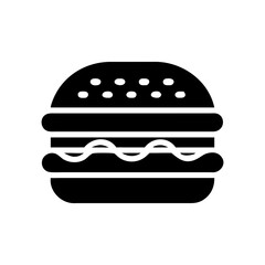 Cartoon vector illustration of a big fast food cheeseburger with fries, isolated on white background silhouette icon