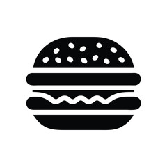Delicious fast food burger icon illustration a cartoon hamburger with cheese and a side of fries, a sweet snack design silhouette vector white background