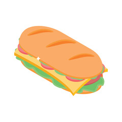 A trendy isometric style icon of sub sandwich meal