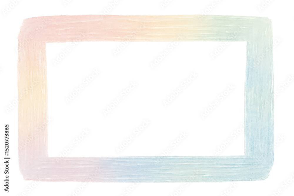 Poster pastel rainbow rectangular frame with hand-drawn texture, creating playful graphic element against t