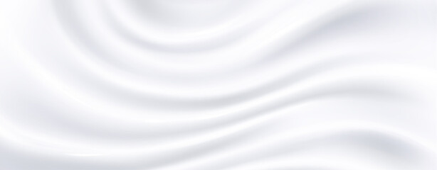 Smooth white milk waves flow like liquid silk across surface - creamy swirls blend into soft cream patterns with gentle ripples. Pure dairy texture for beverage, skincare product or luxury food design