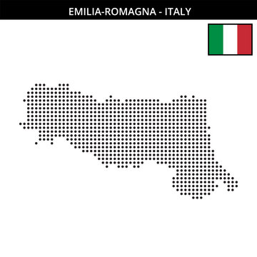 Medium dots map of emilia-romagna in Italy