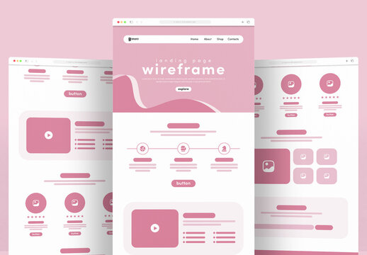 Modern UI UX Landing Page Wireframe Design Template