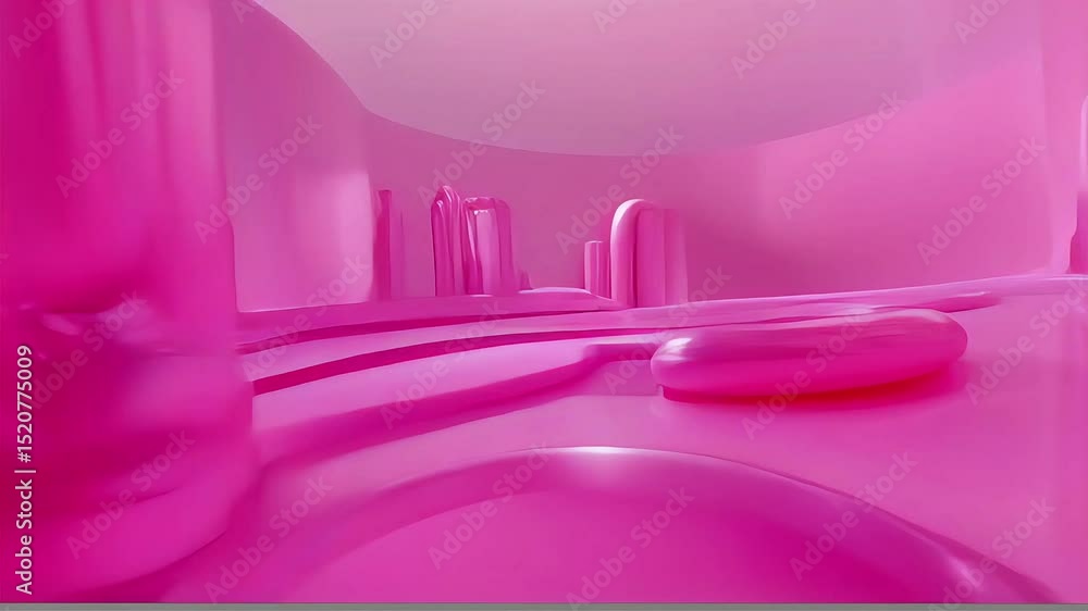 Poster Abstract Pink Fluid Forms: A Dynamic 3D Animation
