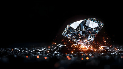 Obraz premium Sparkling Diamond On Black Background