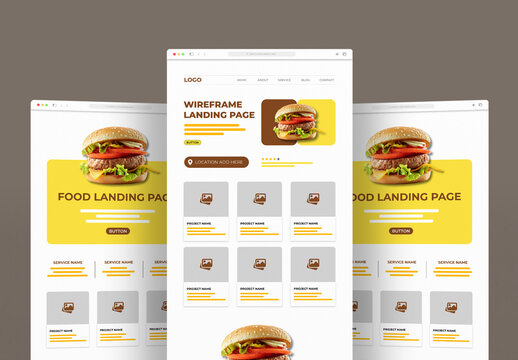 Wireframe Landing Page UI Template