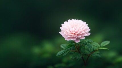 Delicate Pink Flower Blooming In Lush Greenery With Soft Focus Background
